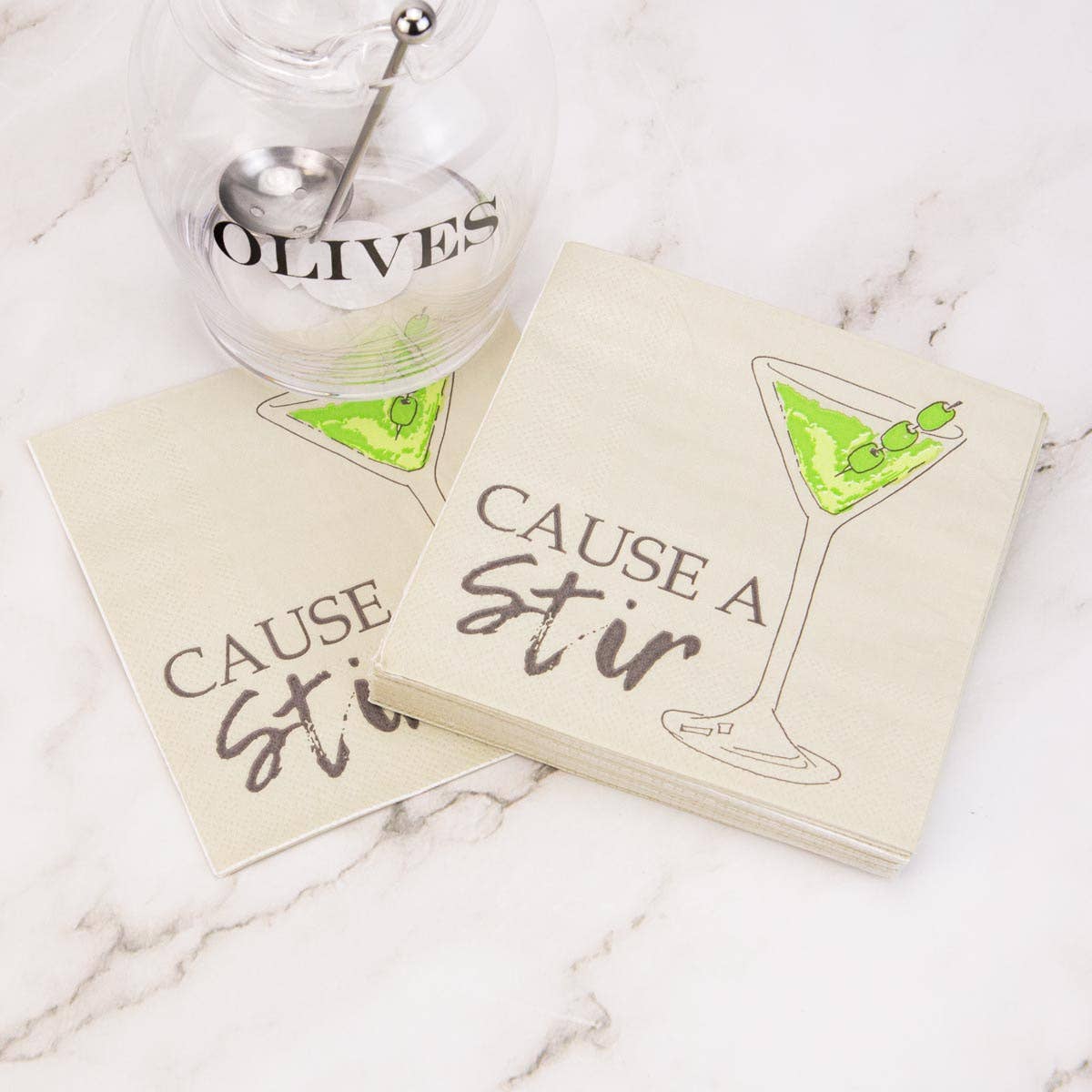 Cause A Stir Cocktail Napkins Shell/Multi 5x5