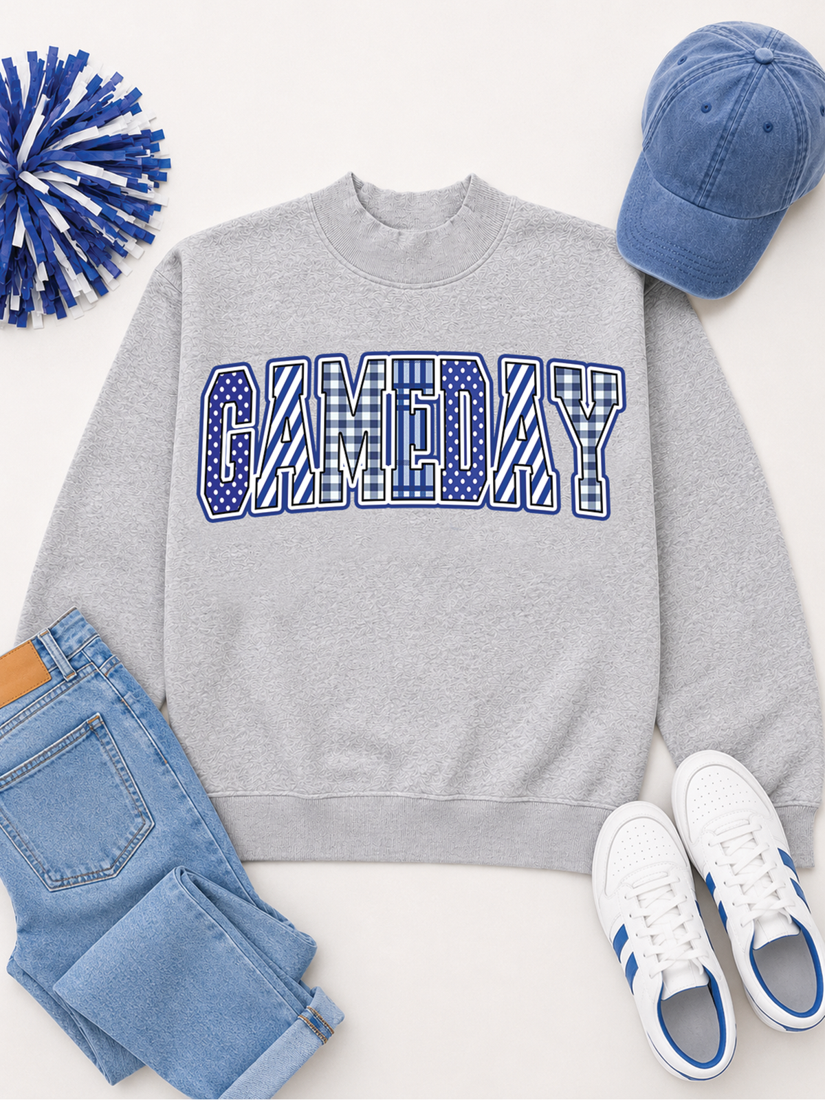 Mixed Pattern Big Letter Custom Graphic Mock Neck Sweatshirt