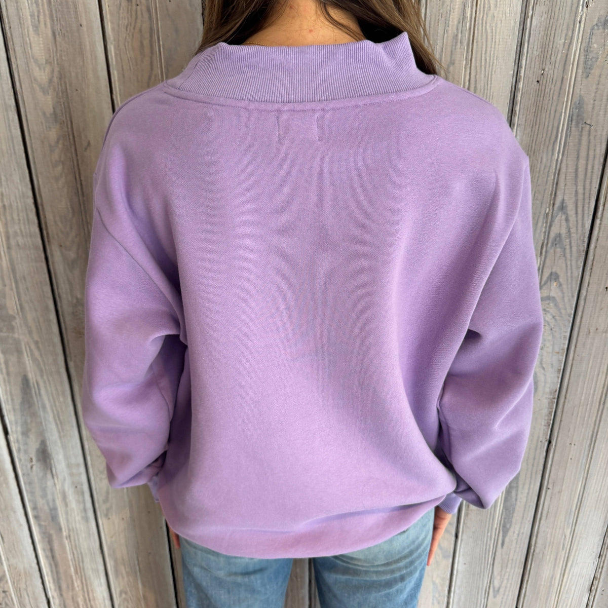 LSU TIGERS Varsity Mockneck Sweatshirt-Lavender