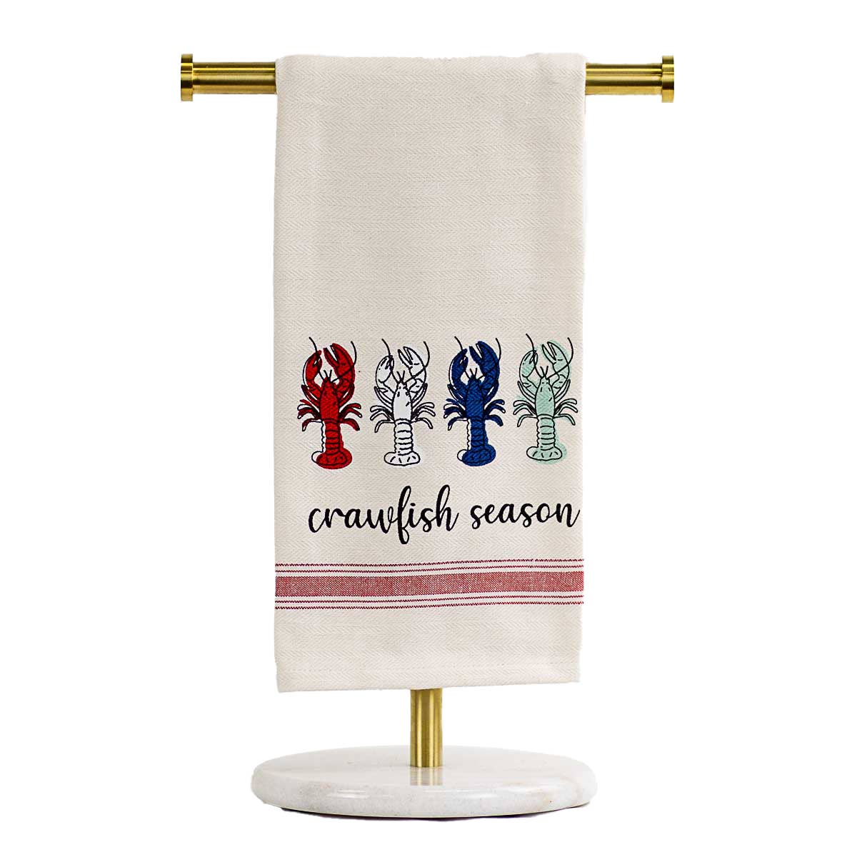 Crawfish Season Hand Towel Cream/Red/Royal 20x28