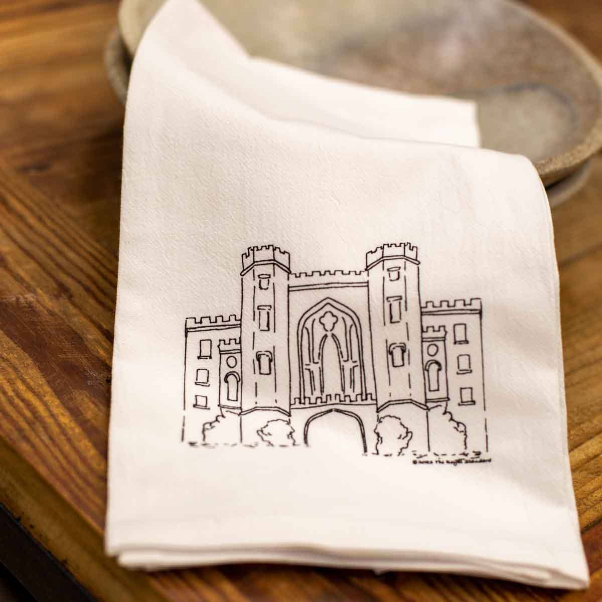 Old State Flour Sack Hand Towel   White/Black   20x28