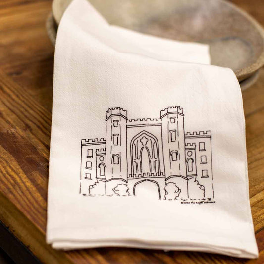 Old State Flour Sack Hand Towel   White/Black   20x28