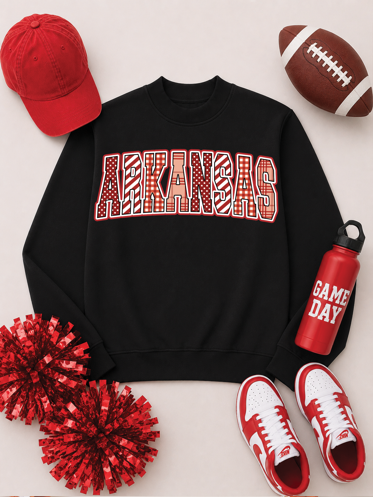 Mixed Pattern Big Letter Custom Graphic Mock Neck Sweatshirt