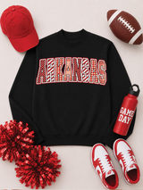 Mixed Pattern Big Letter Custom Graphic Mock Neck Sweatshirt