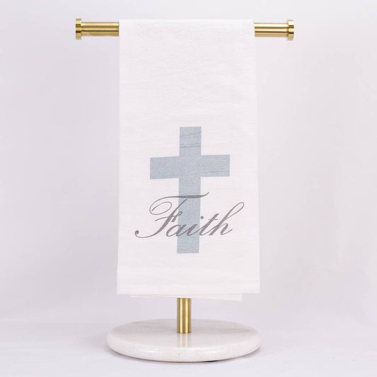 Faith Flour Sack Hand Towel   White/Tradewinds   20x28