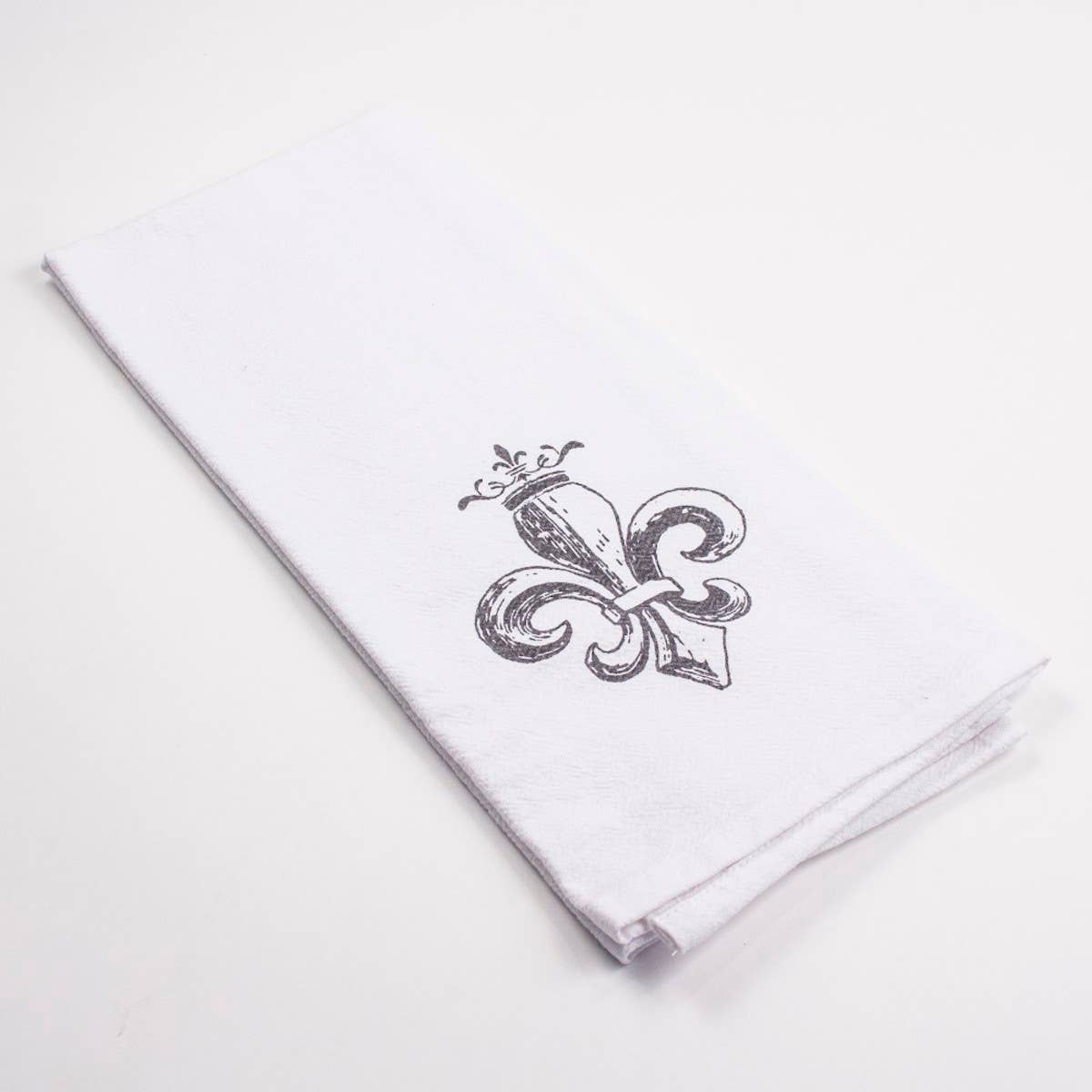 Royal Fleur Flour Sack Hand Towel   White/Gray   20x28