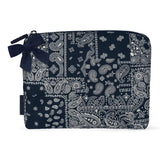 Navy Bandana Bow Crinkle Makeup Bag
