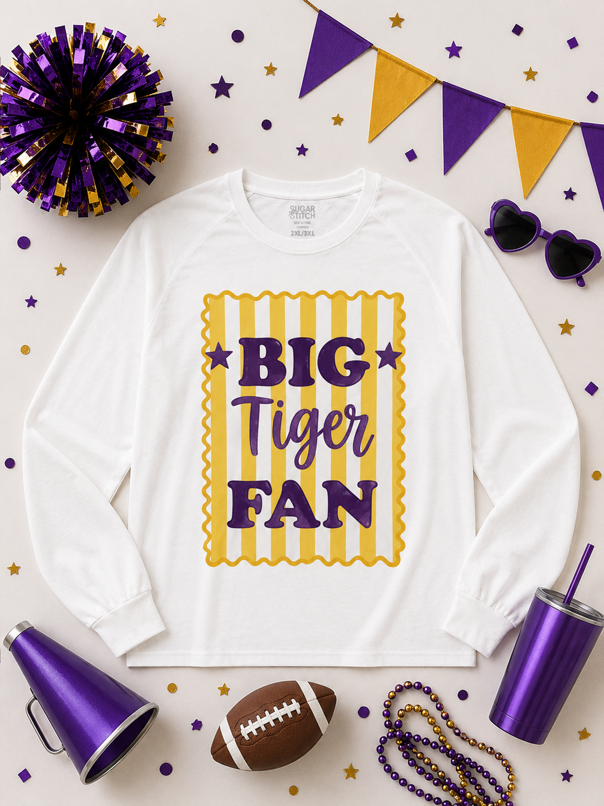 Big Fan Game Day Graphic Long Sleeve Edgy T-Shirt