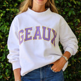 GEAUX Varsity Mockneck Sweatshirt-white