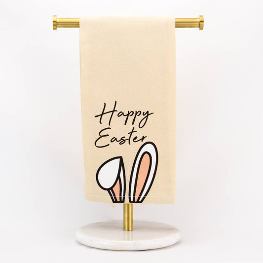 Happy Easter Ears Hand Towel   Oat/White/Black   20x28