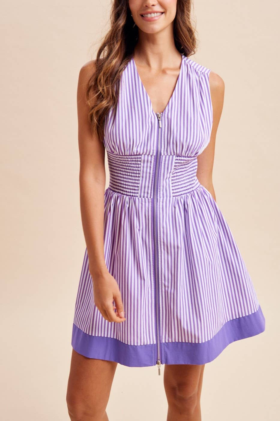 Gameday Stripe Smocked Waist Mini Dress