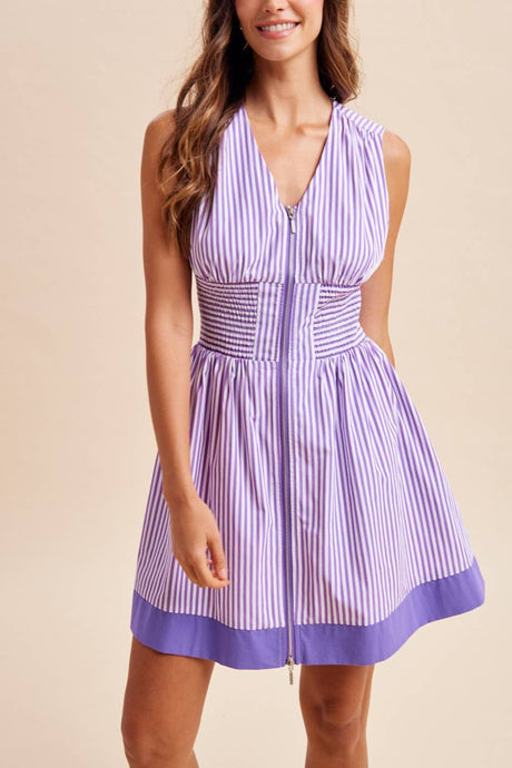 Gameday Stripe Smocked Waist Mini Dress