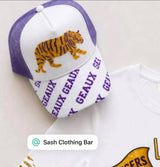 Tigers Louisiana Purple and yellow Geaux Sequin Trucker Hat 