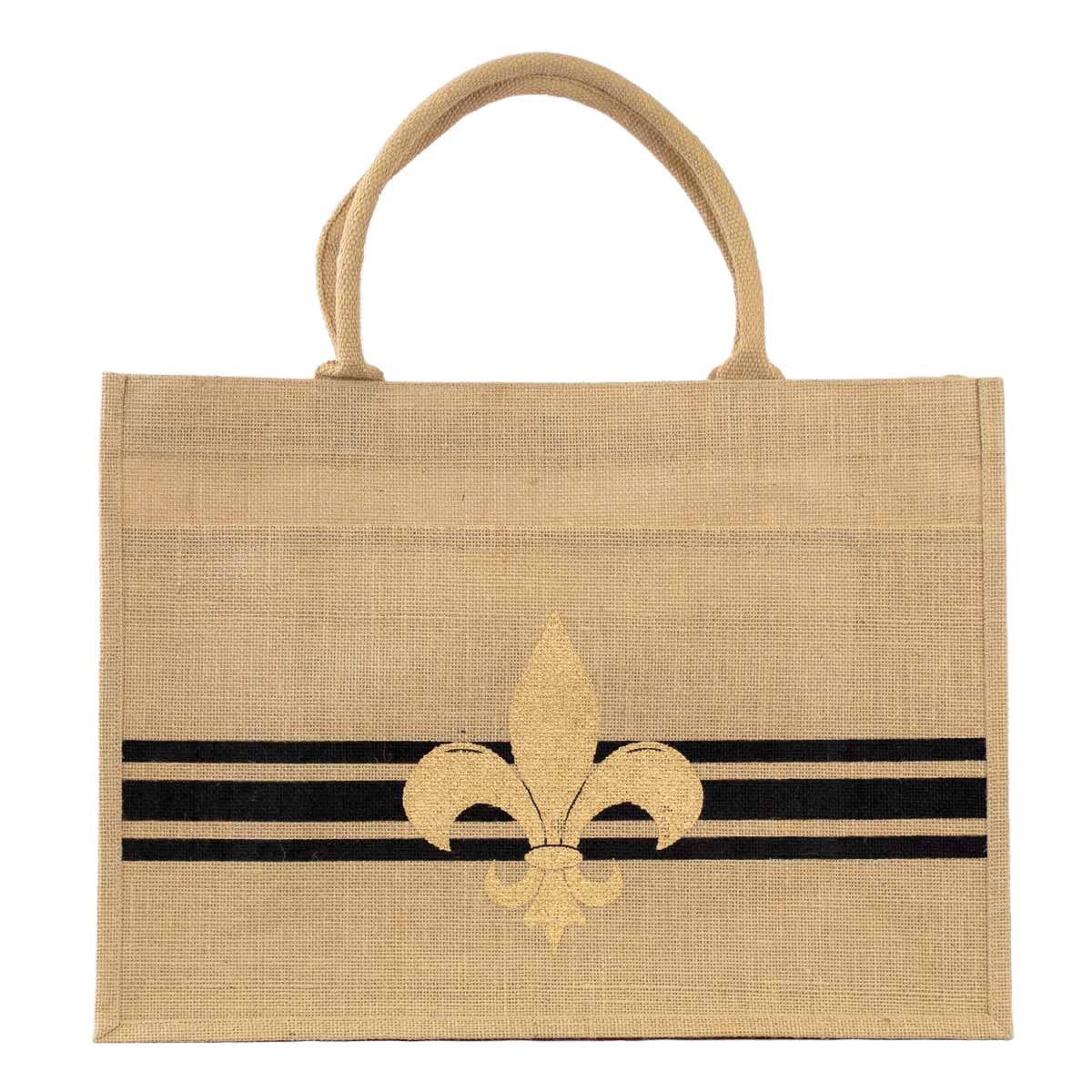 Bordeaux Jute Pocket Tote   Natural/Black/Gold   19x14x7.5