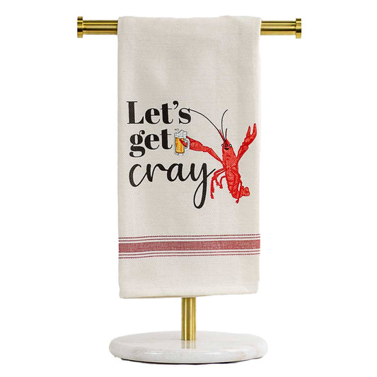 Let's Get Cray Cheers Hand Towel   Cream/Red/Black   20x28