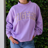 LSU TIGERS Varsity Mockneck Sweatshirt-Lavender