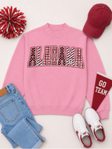 Mixed Pattern Big Letter Custom Graphic Mock Neck Sweatshirt