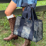 Navy Bandana Bow Jelly Tote Bag