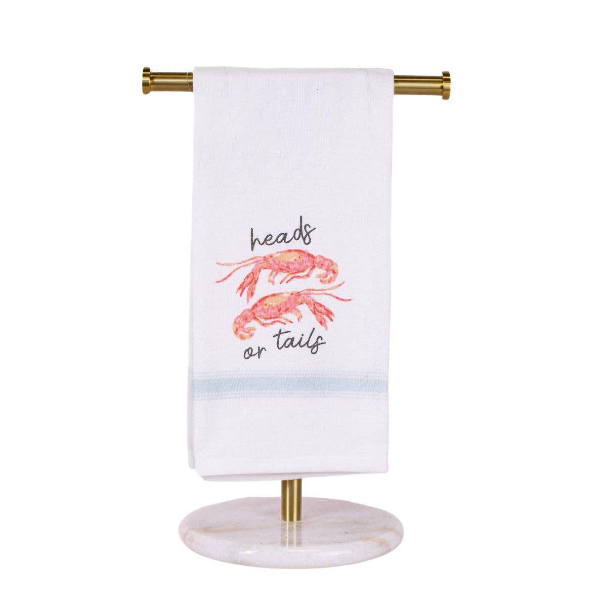 Heads or Tails Hand Towel   White/Ice/Slate   20x28