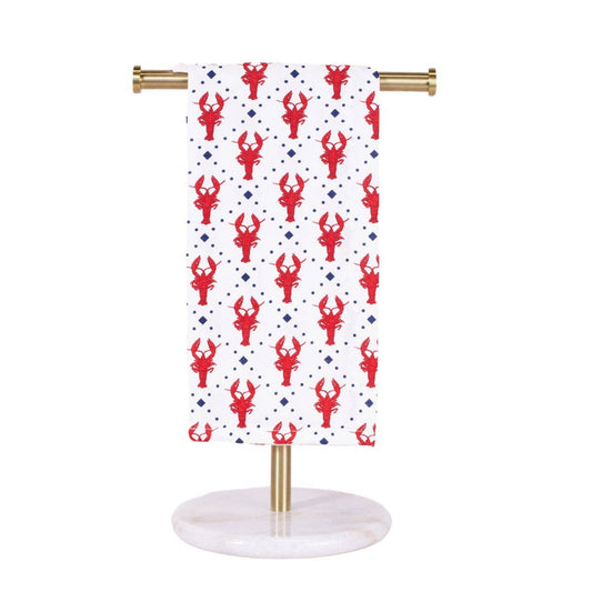 Crawdad Craze Hand Towel   White/Red/Navy   20x28