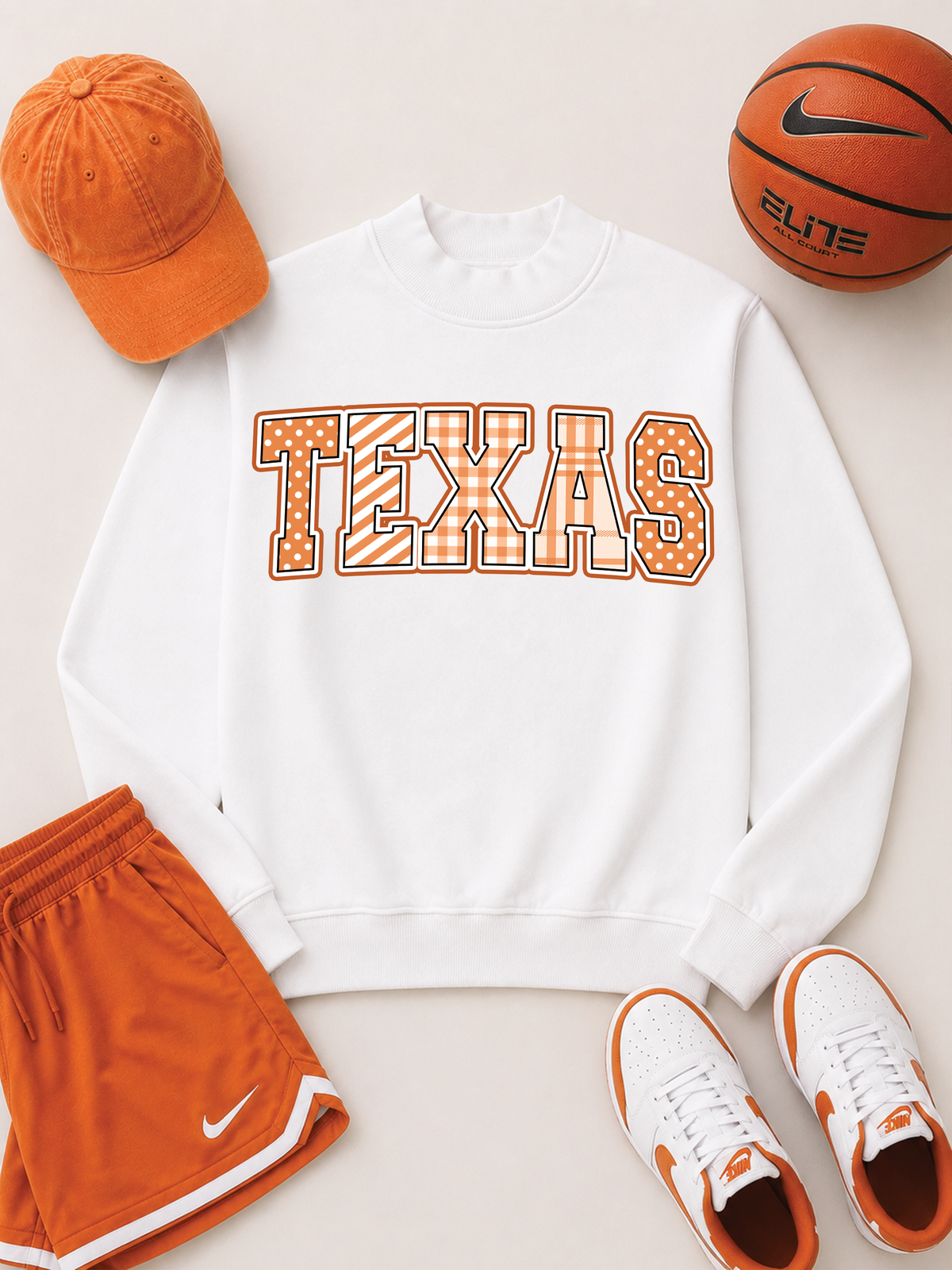 Mixed Pattern Big Letter Custom Graphic Mock Neck Sweatshirt
