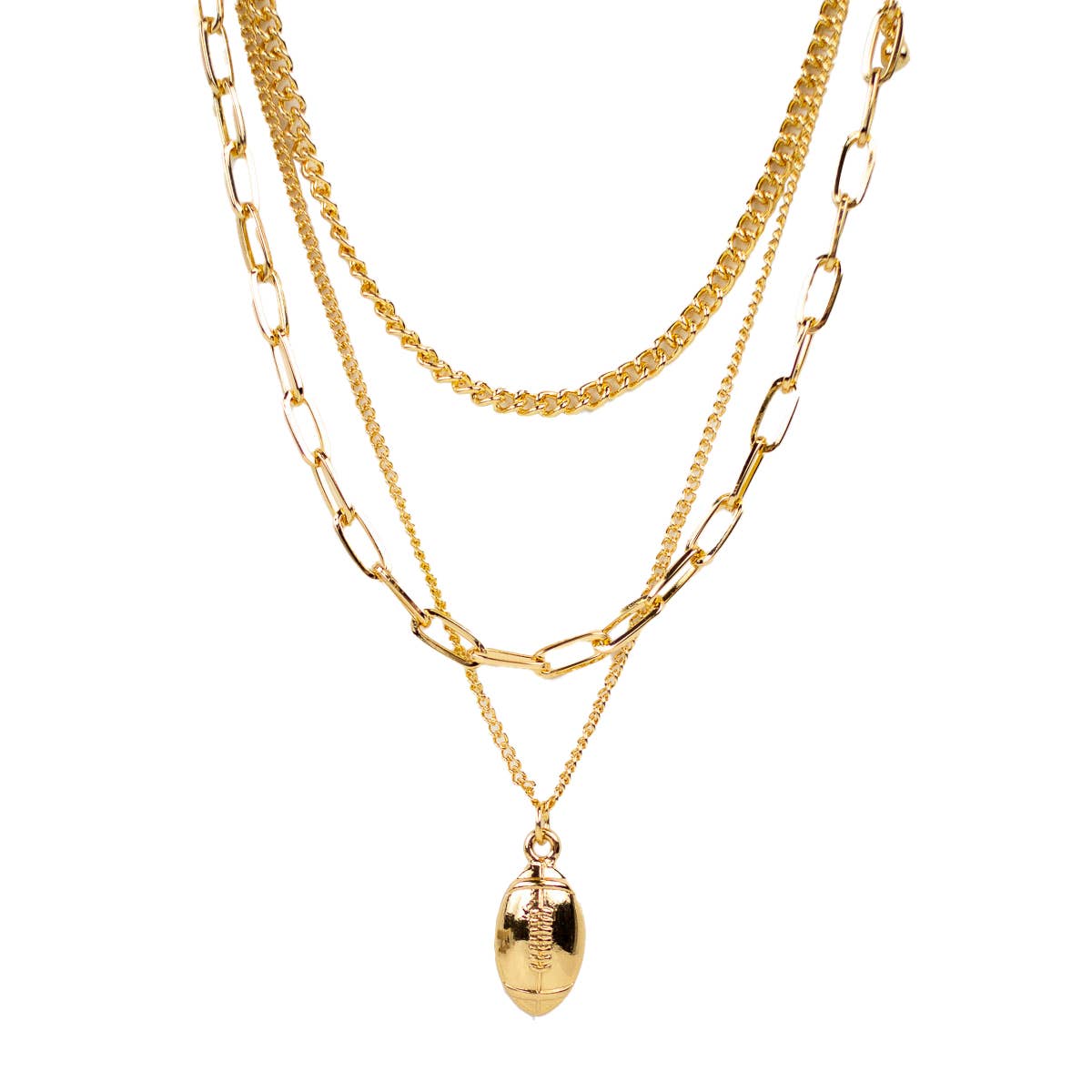 Football Layered Necklace   Gold   14"/16"/17"