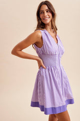 Gameday Stripe Smocked Waist Mini Dress