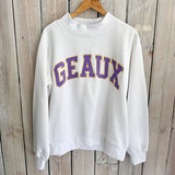 GEAUX Varsity Mockneck Sweatshirt-white